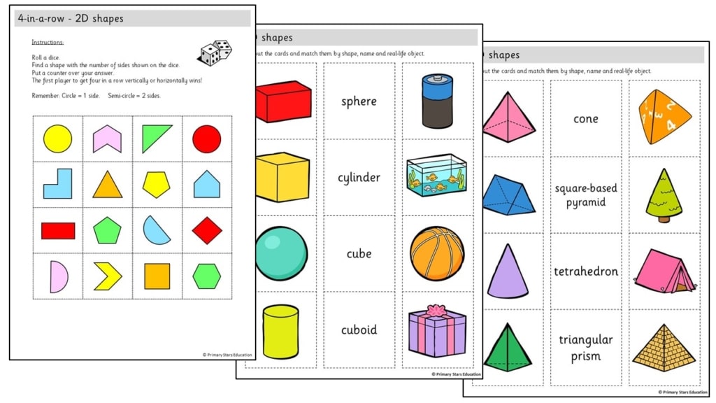 sort 2d shapes worksheets primary stars education