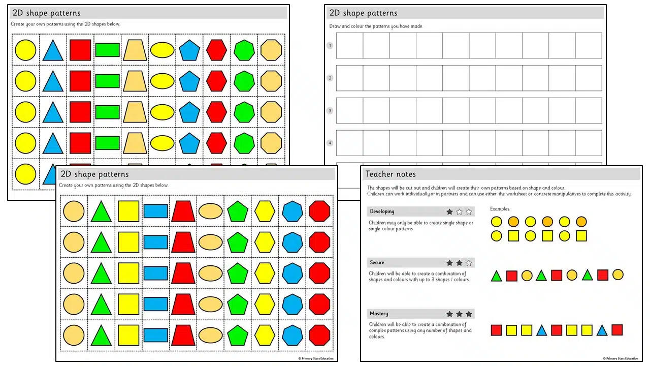 Make Patterns with 2D Shapes Year 2 Properties of Shape Resource Pack –  Classroom Secrets | Classroom Secrets