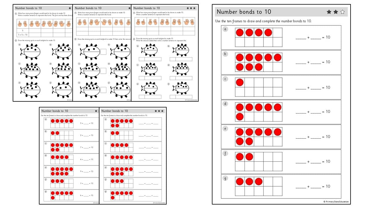 Number bonds to 23  Worksheets – Primary Stars Education Regarding Number Bonds To 10 Worksheet