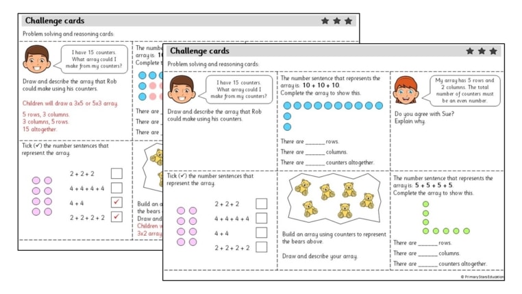Array representations | Mastery Cards – Primary Stars Education