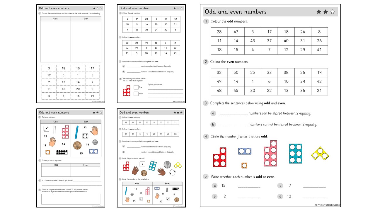 Odd and even numbers  Worksheets – Primary Stars Education With Odd And Even Numbers Worksheet