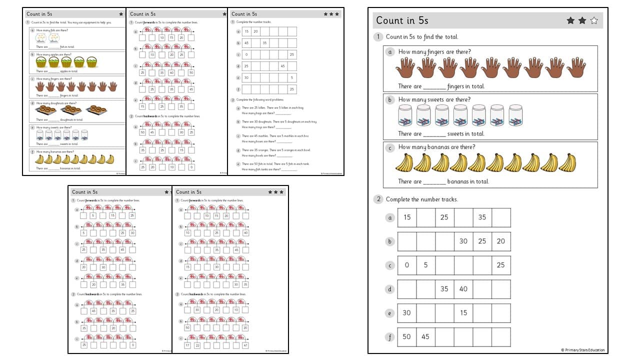 Count in 25s  Worksheets – Primary Stars Education Throughout Counting By 5s Worksheet