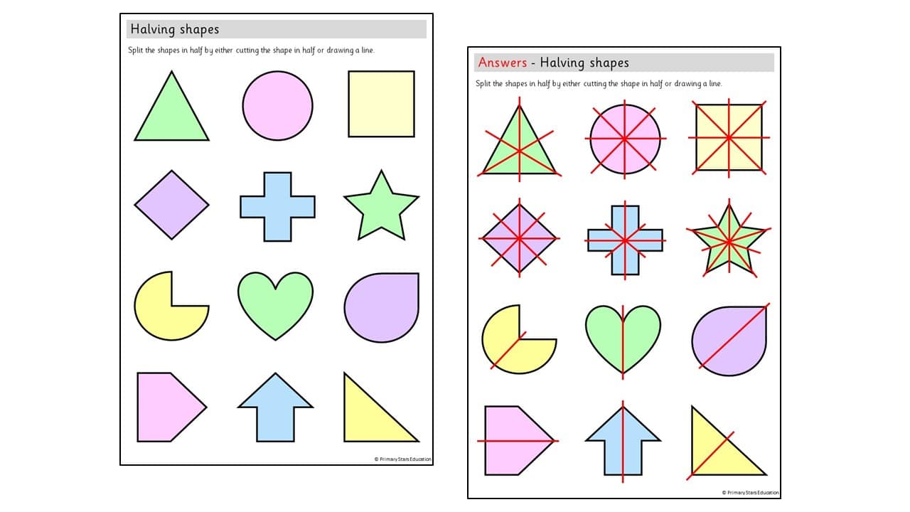 Halving Shapes Activity Primary Stars Education