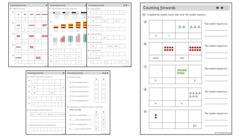 Counting forwards (within 10) | Worksheets – Primary Stars Education