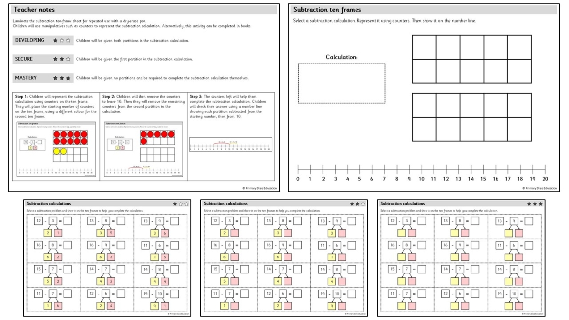 Subtraction Crossing 10 1 Practical Primary Stars Education