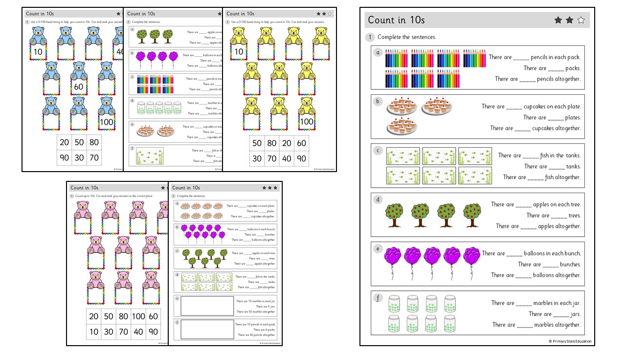 Count in 11s  Worksheets – Primary Stars Education In Counting In 10s Worksheet