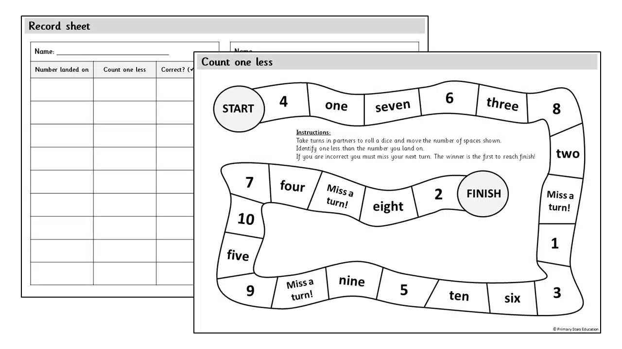 One less (within 10) | Game – Primary Stars Education