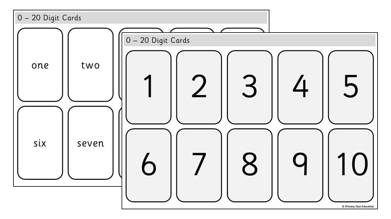 Number And Word Cards 1 Template Primary Stars Education