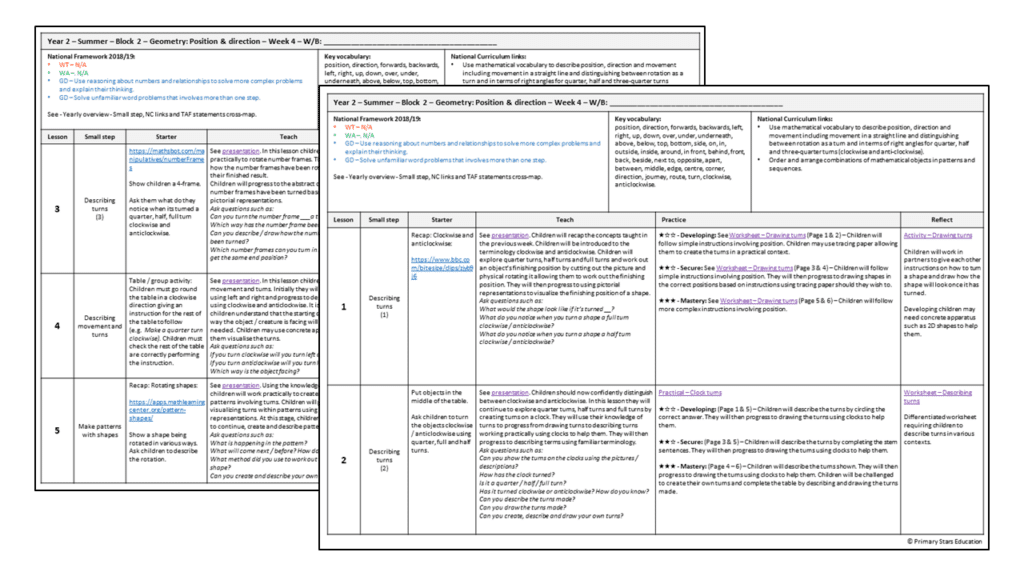 Position and direction - Week 4 | Lesson Plan – Primary Stars Education